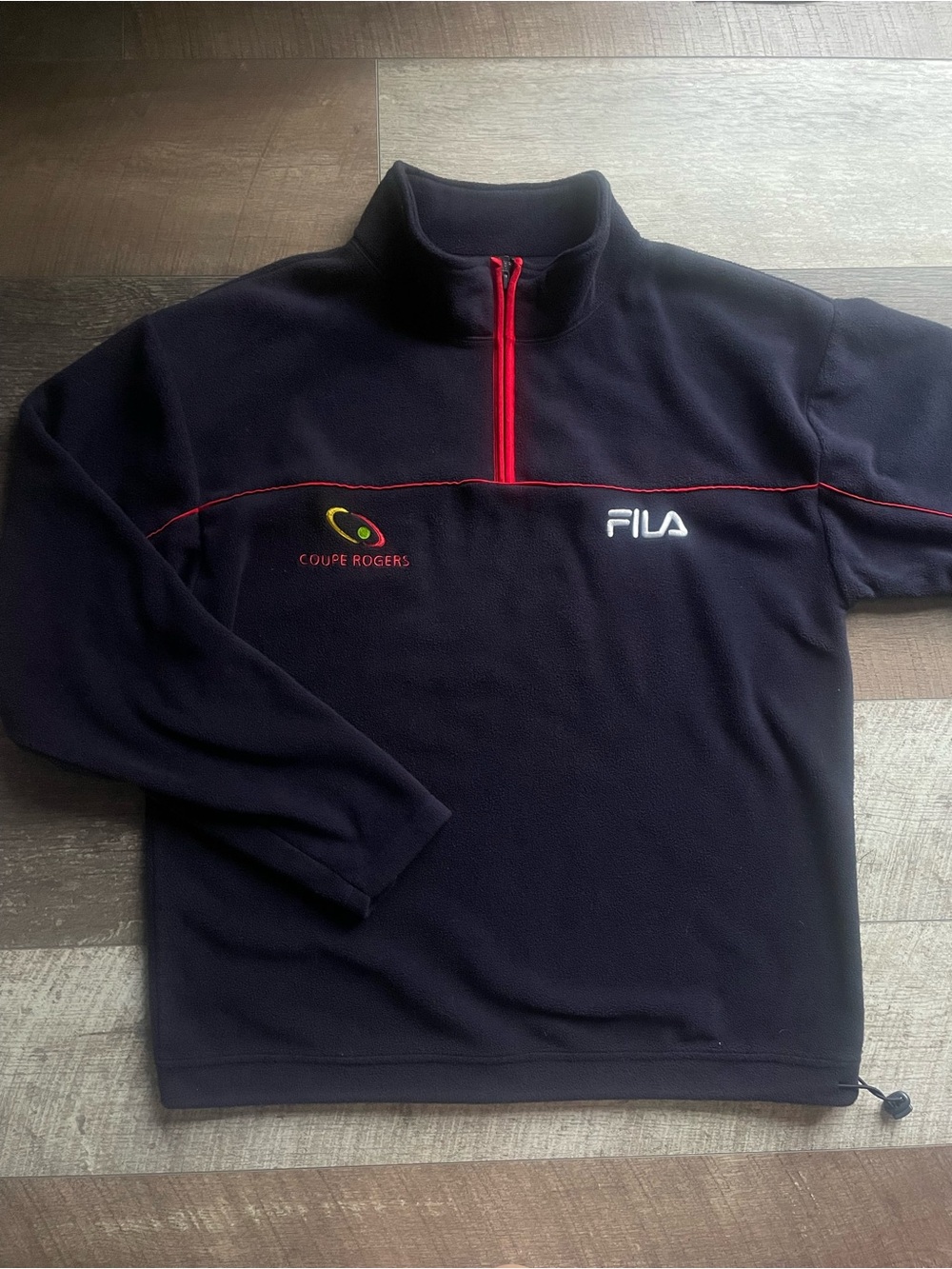 Y2K Fila Us Open Series Fleece Navy Coupe Rogers Pullover Quarter Zip